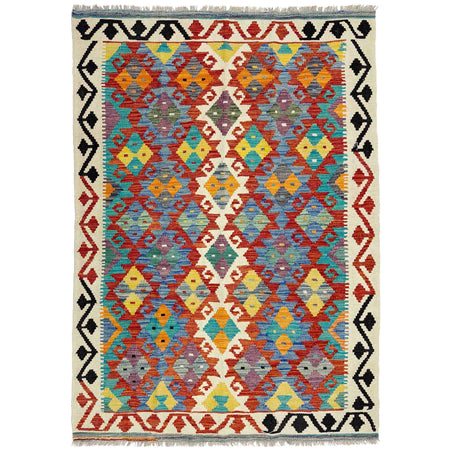 Hand Woven Wool Kelim 4' 3" x 6' 3" ft / 130 x 190 cm - No. Y39338
