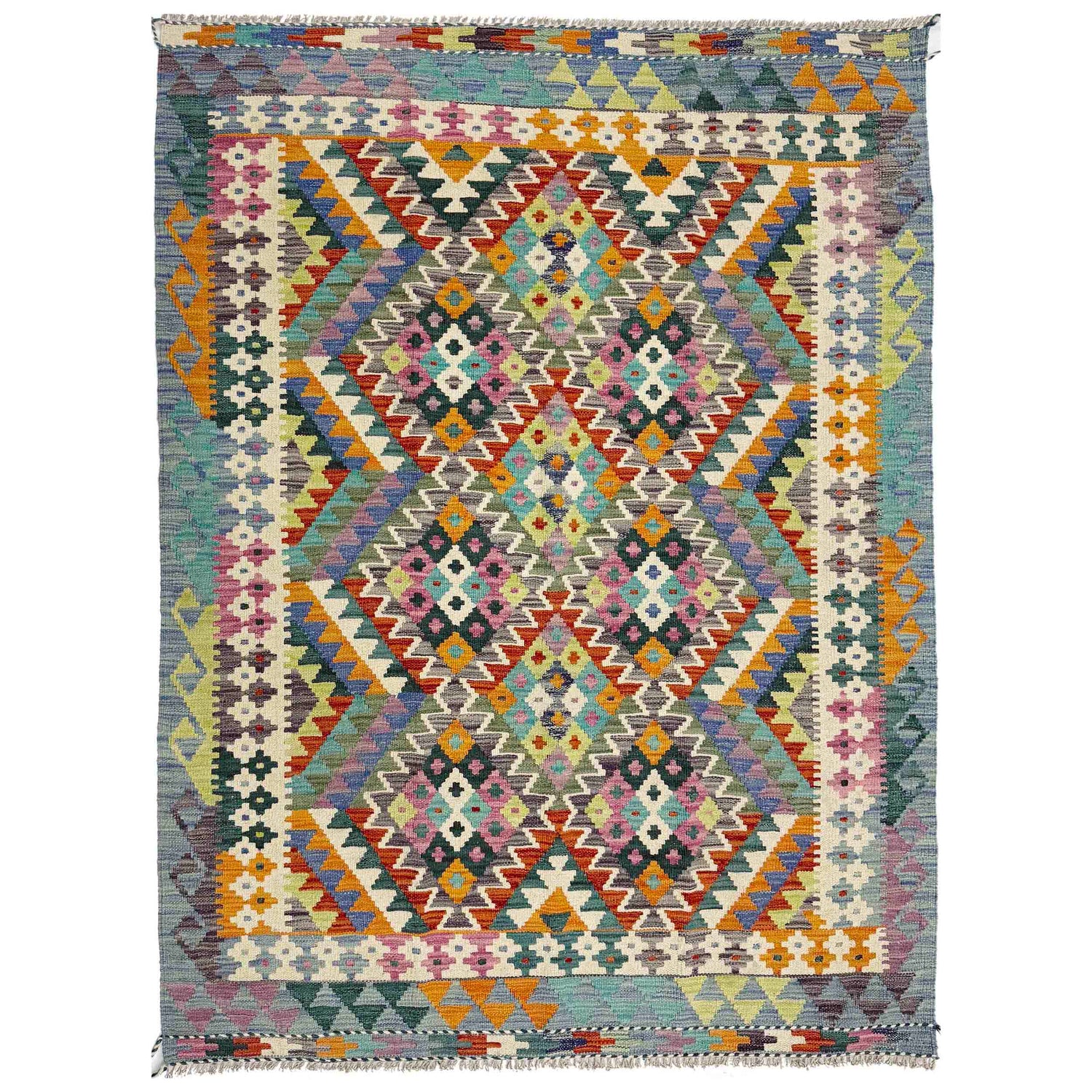 Hand Knotted Flatweave Kilim 4' 3" x 6' 3" ft / 130 x 191 cm - No. Y39345