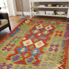 Handmade Afghan Vegetable Kilim 4' 2" x 5' 7" ft / 128 x 171 cm - No. Y39347
