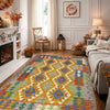 Hand Made Afghan Kilim 4' 2" x 6' 2" ft / 128 x 188 cm - No. Y39348