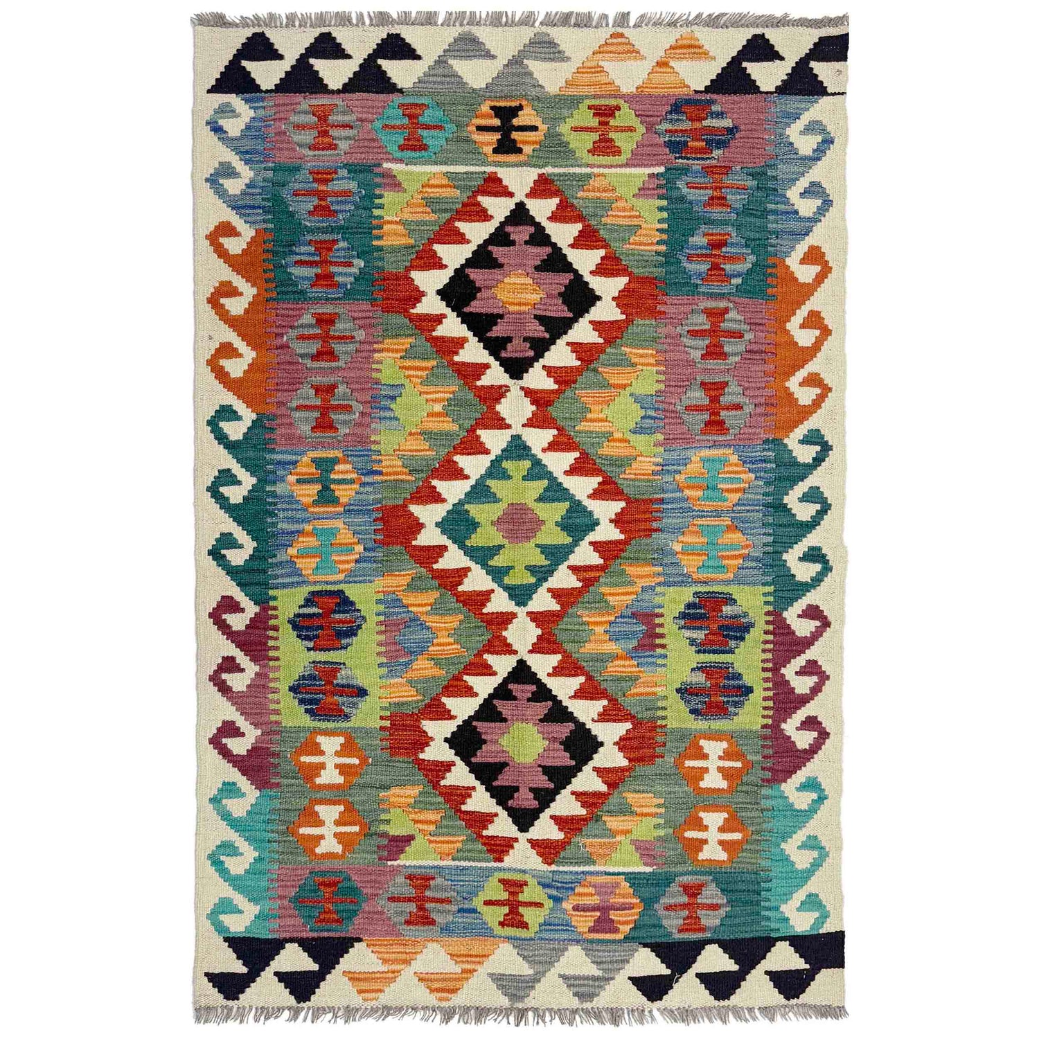 Handmade Vegetable Kilim 3' 3" x 5' 0" ft / 100 x 153 cm - No. Y39353