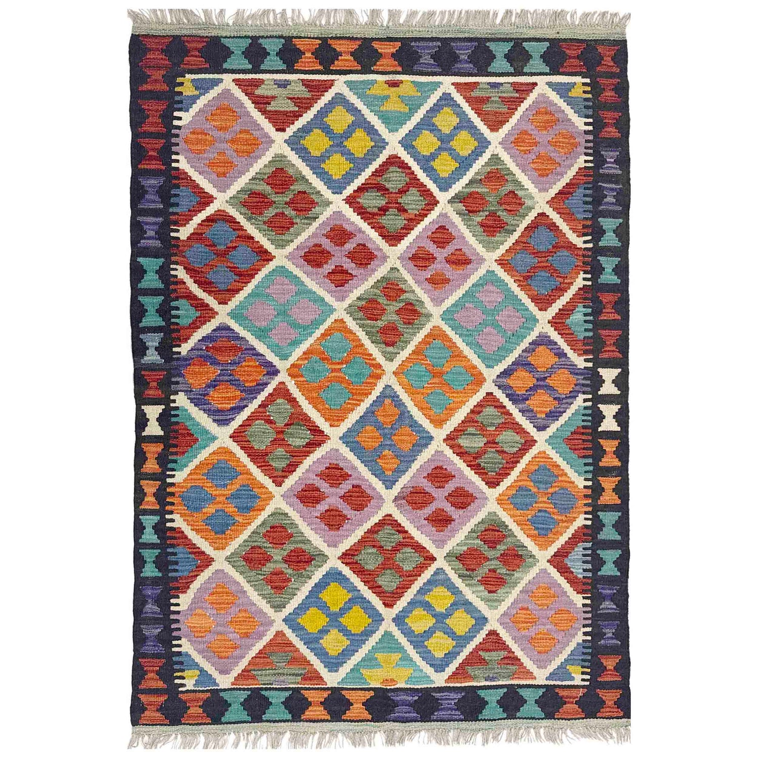 Handmade Vegetable Kelim 3' 5" x 5' 1" ft / 104 x 154 cm - No. Y39355