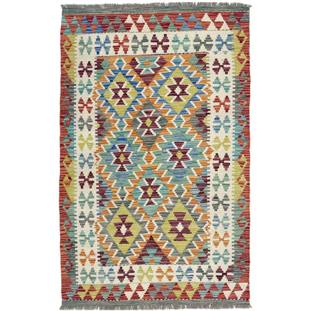 Hand Knotted Afghan Style Kilim 3' 4" x 5' 3" ft / 102 x 161 cm - No. Y39356
