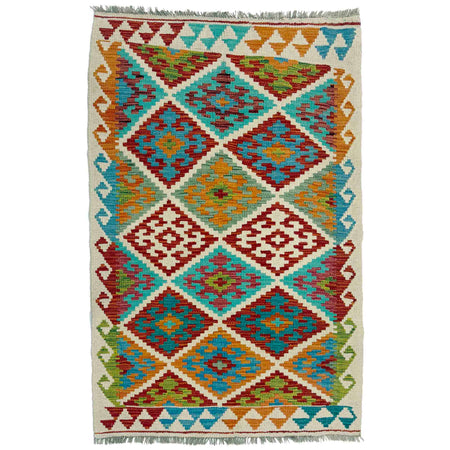Hand Woven Wool Kelim 3' 0" x 4' 10" ft / 91 x 147 cm - No. Y39357