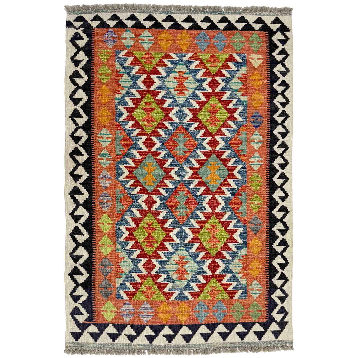 Hand Made Afghan Kilim 3' 3" x 4' 10" ft / 100 x 148 cm - No. Y39358