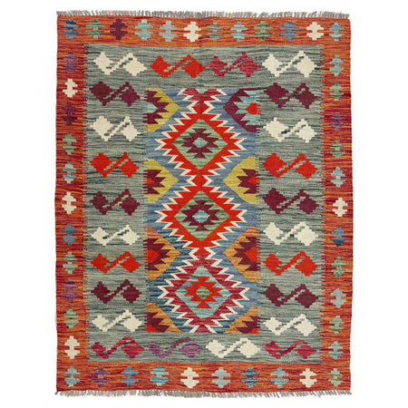 Handmade Turkish Design Wool Kilim 3' 9" x 4' 11" ft / 114 x 149 cm - No. Y39361