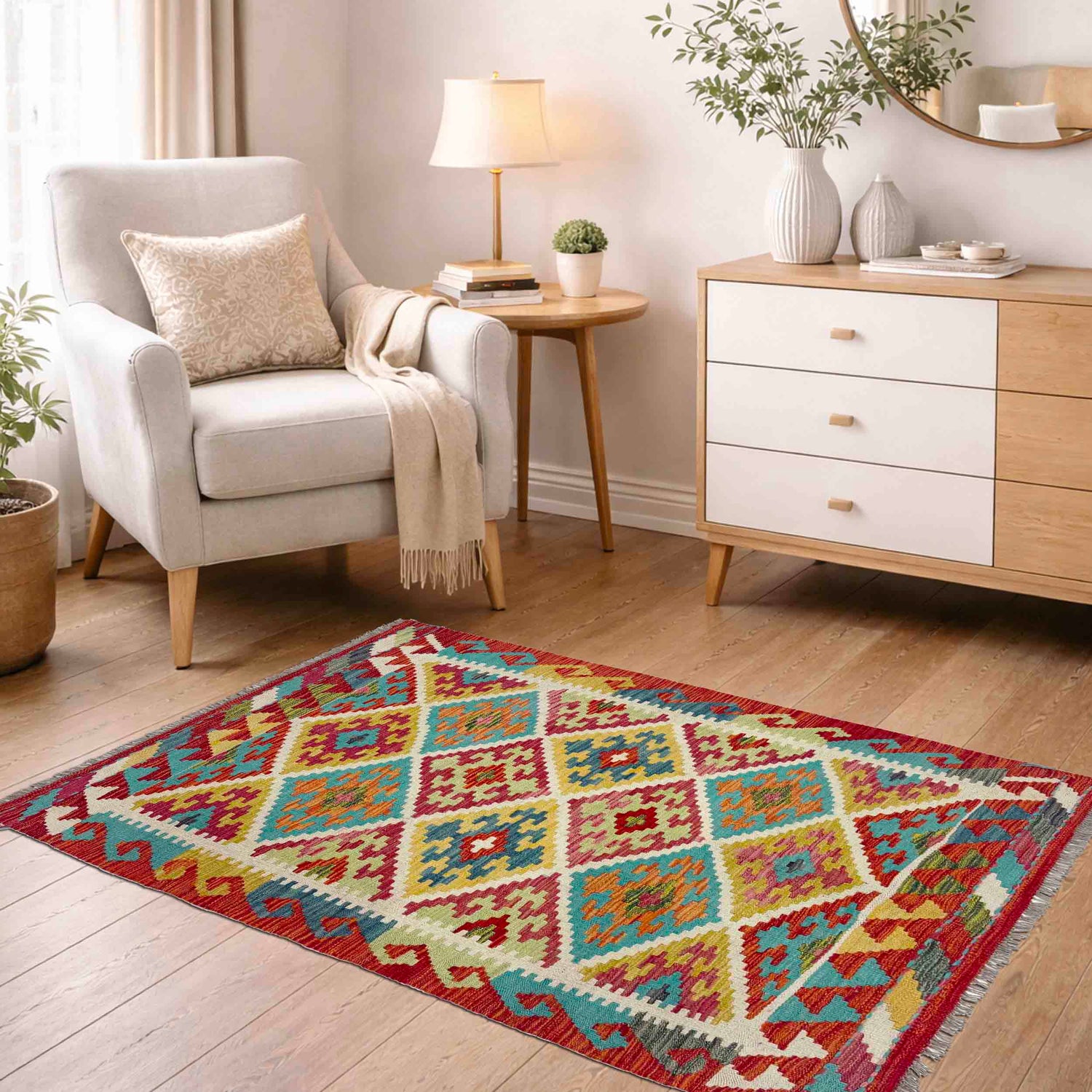 Small Size Chobi Kilim 3' 3" x 4' 9" ft / 100 x 146 cm - No. Y39362