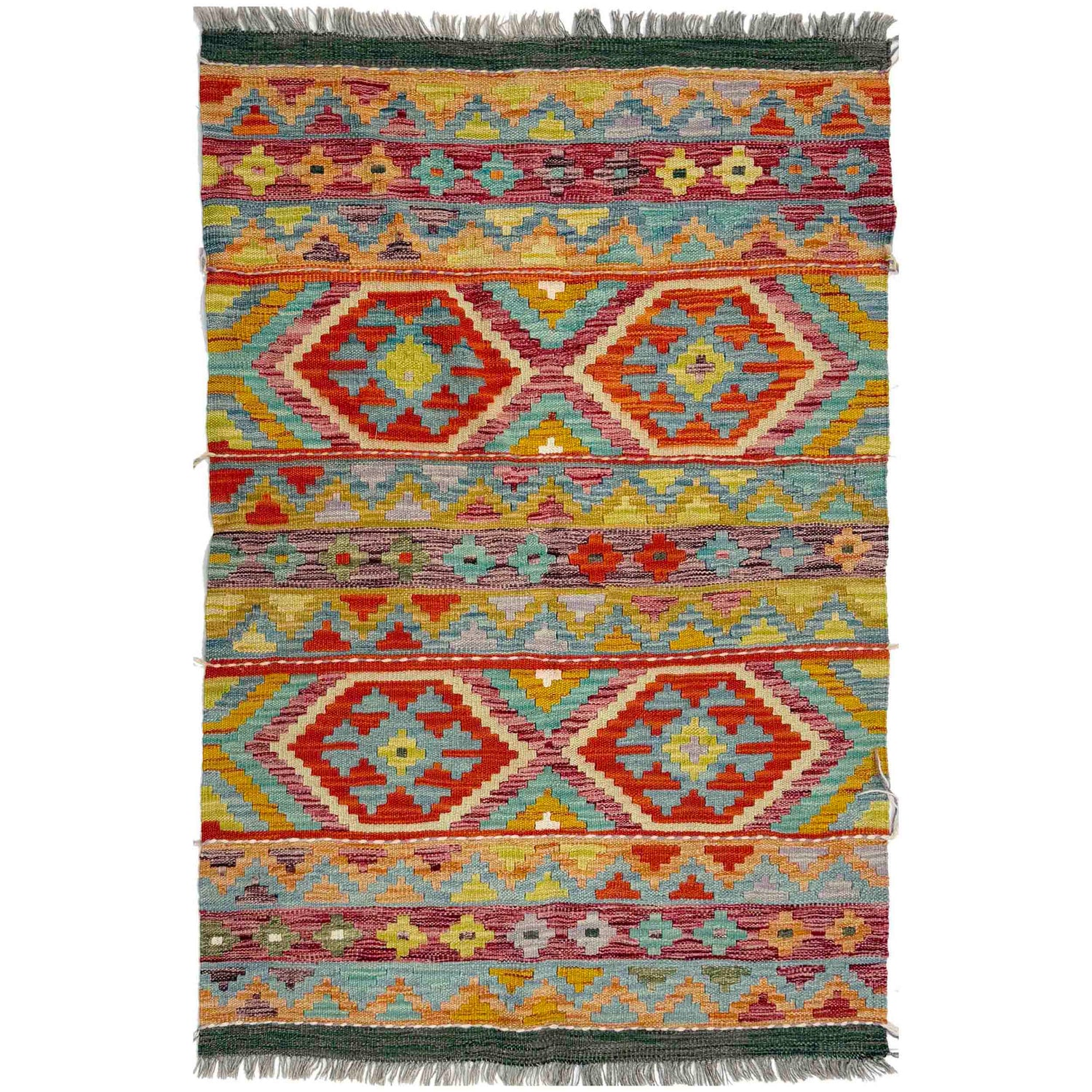 Handmade Vegetable Kilim 3' 3" x 4' 11" ft / 99 x 149 cm - No. Y39369