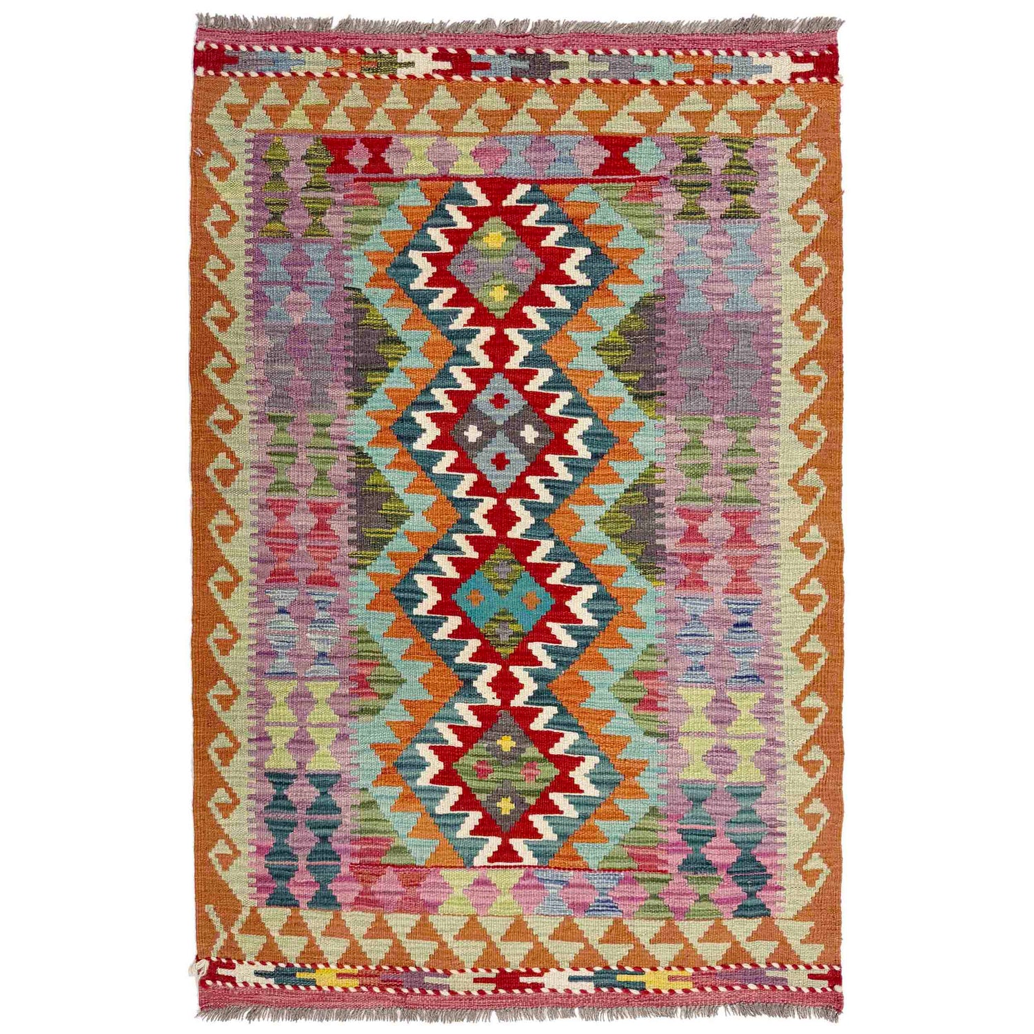 Handmade Vegetable Kelim 3' 0" x 4' 11" ft / 92 x 150 cm - No. Y39373