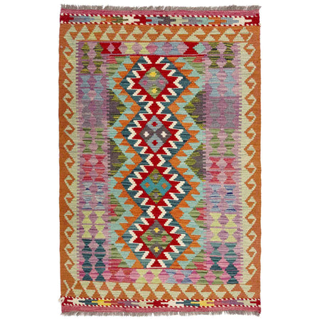Handmade Vegetable Kelim 3' 0" x 4' 11" ft / 92 x 150 cm - No. Y39373