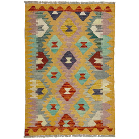 Hand Woven Wool Kelim 2' 10" x 4' 2" ft / 87 x 127 cm - No. Y39377