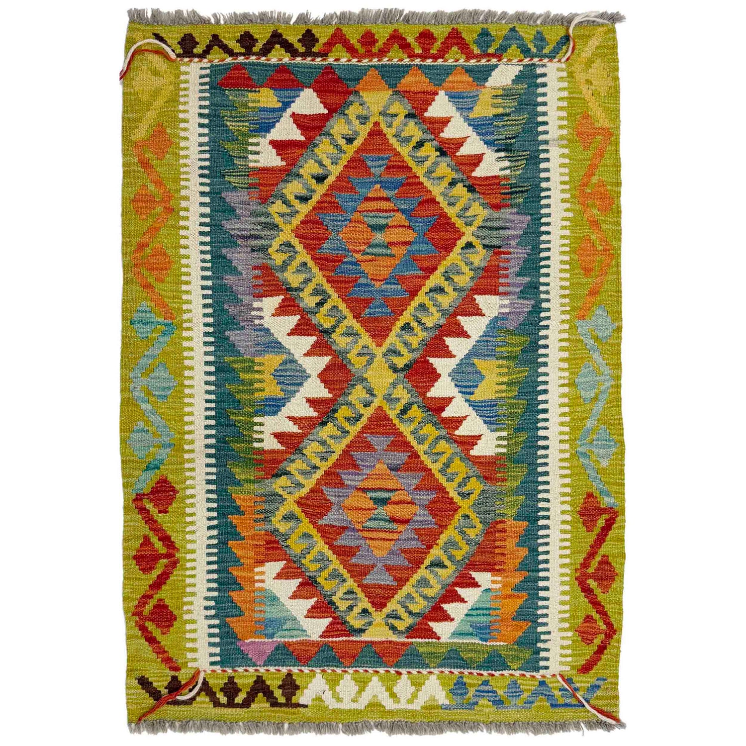 Handmade Turkish Design Wool Kilim 2' 11" x 4' 3" ft / 89 x 129 cm - No. Y39378