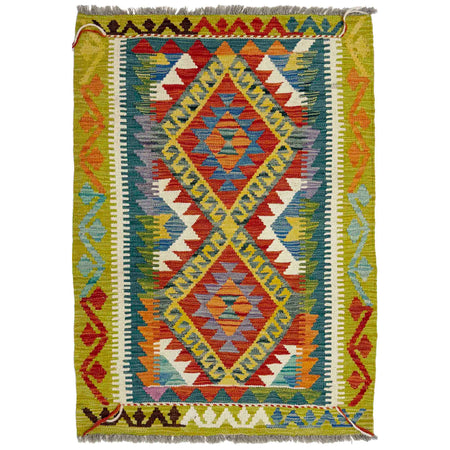 Handmade Turkish Design Wool Kilim 2' 11" x 4' 3" ft / 89 x 129 cm - No. Y39378