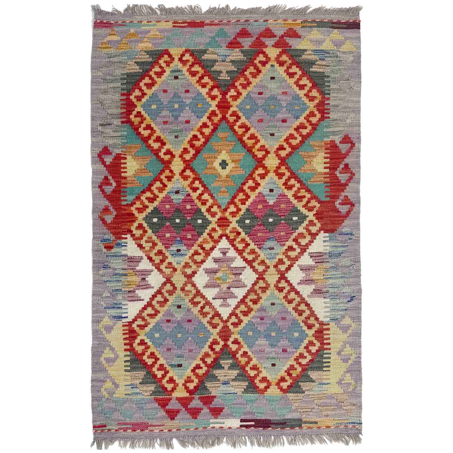 Hand Knotted Flatweave Kilim 2' 7" x 4' 2" ft / 78 x 127 cm - No. Y39385