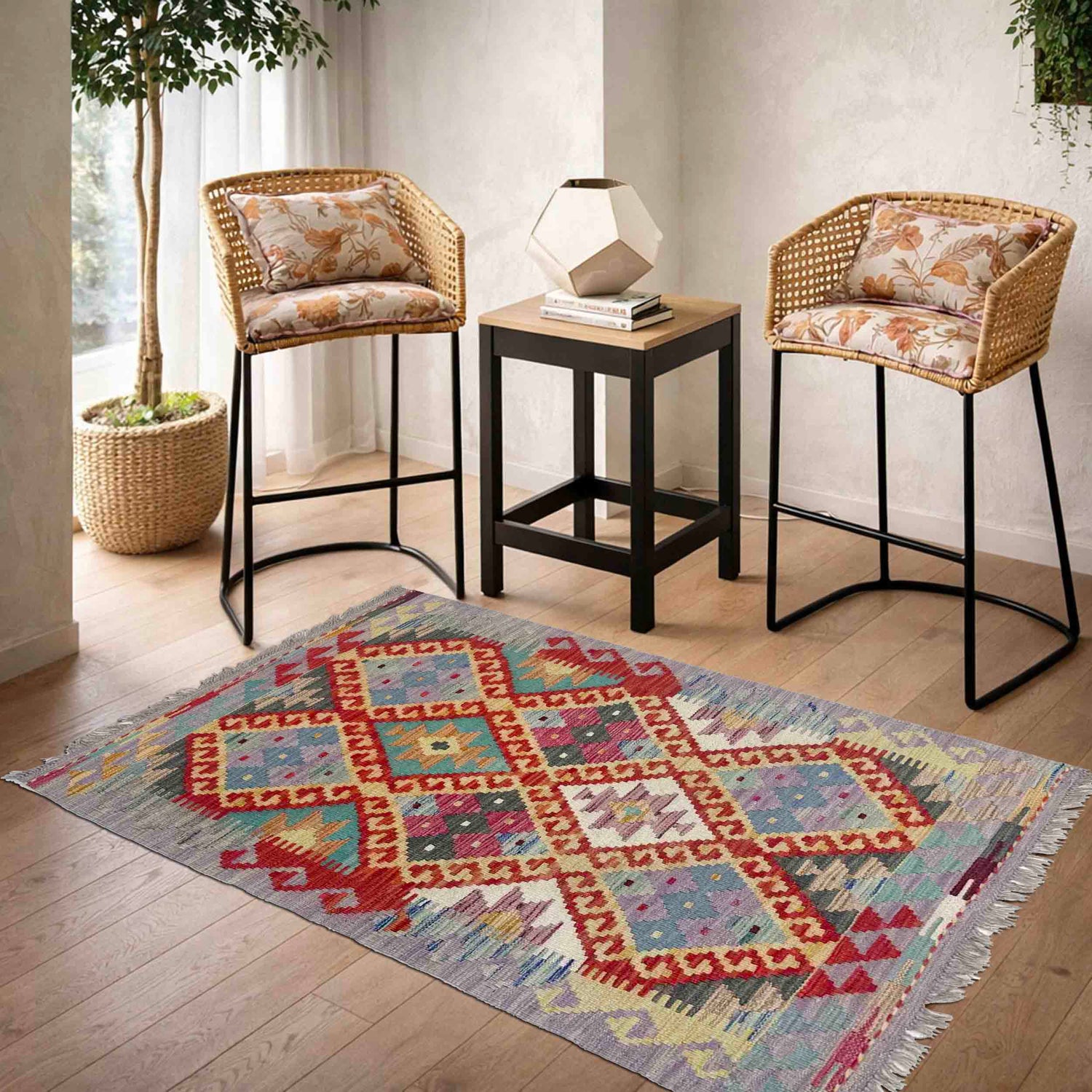 Hand Knotted Flatweave Kilim 2' 7" x 4' 2" ft / 78 x 127 cm - No. Y39385
