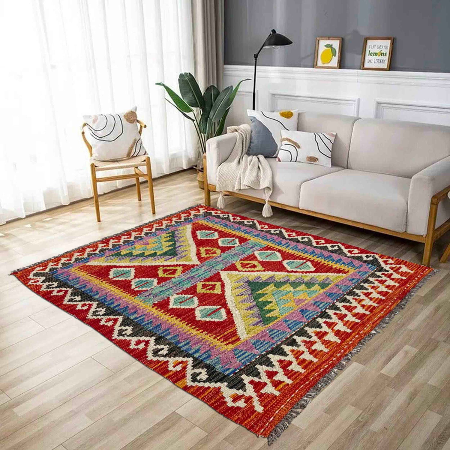 Hand Knotted Flatweave Kilim 2' 9" x 3' 11" ft / 85 x 120 cm - No. Y39386