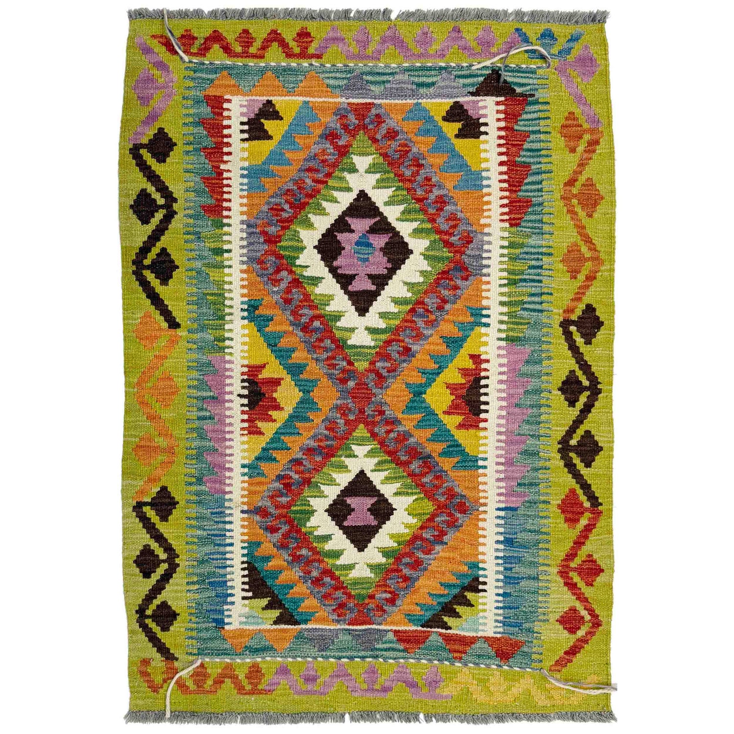 Handmade Afghan Vegetable Kilim 2' 11" x 4' 4" ft / 90 x 133 cm - No. Y39387