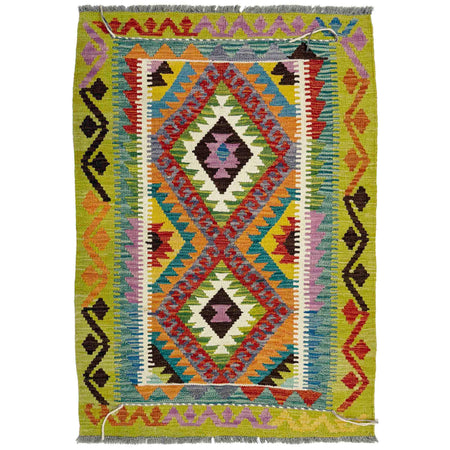 Handmade Afghan Vegetable Kilim 2' 11" x 4' 4" ft / 90 x 133 cm - No. Y39387