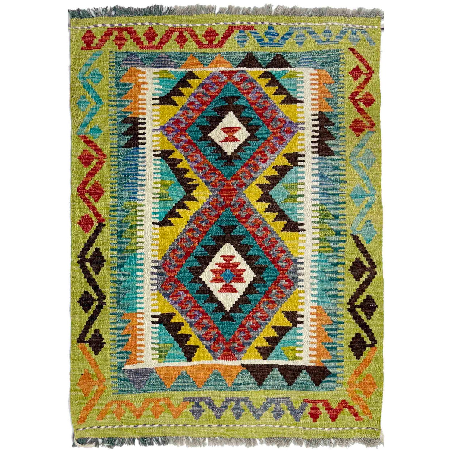 Hand Made Afghan Kilim 2' 9" x 3' 9" ft / 84 x 114 cm - No. Y39388