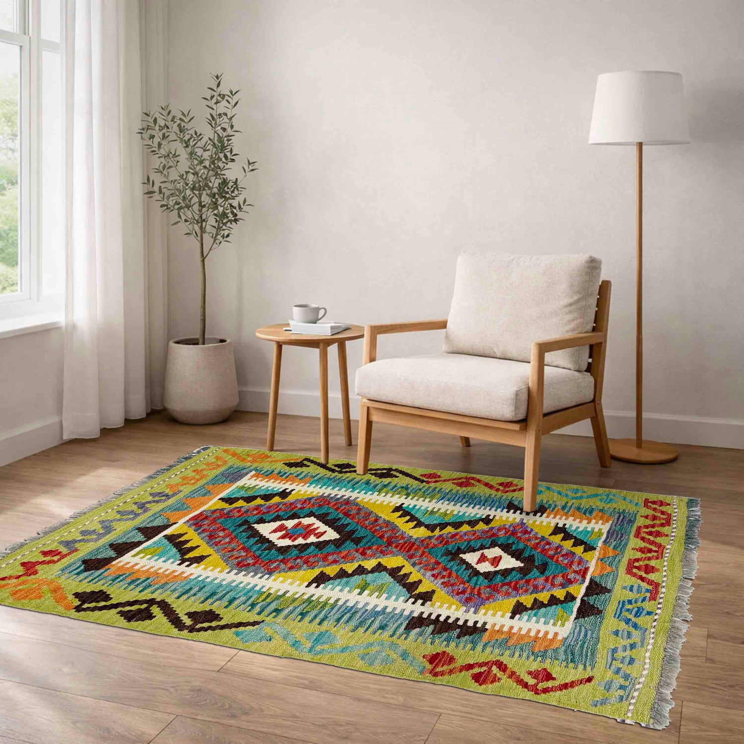 Hand Made Afghan Kilim 2' 9" x 3' 9" ft / 84 x 114 cm - No. Y39388