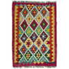 Multi Color ful Flat-Weave Wool Kilim 2' 9" x 3' 7" ft / 84 x 110 cm - No. Y39392