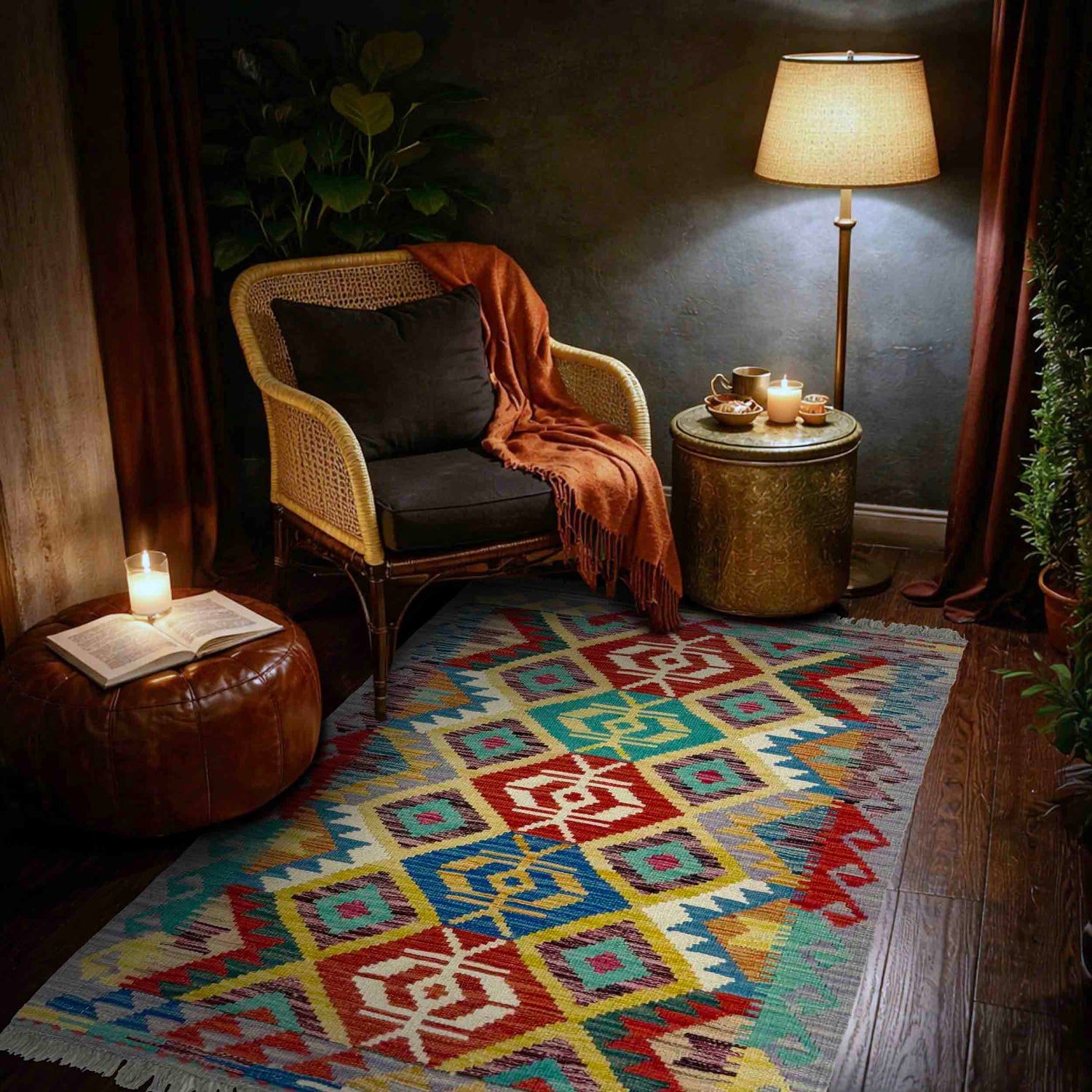 Handmade Vegetable Kilim 2' 6" x 4' 2" ft / 77 x 126 cm - No. Y39394