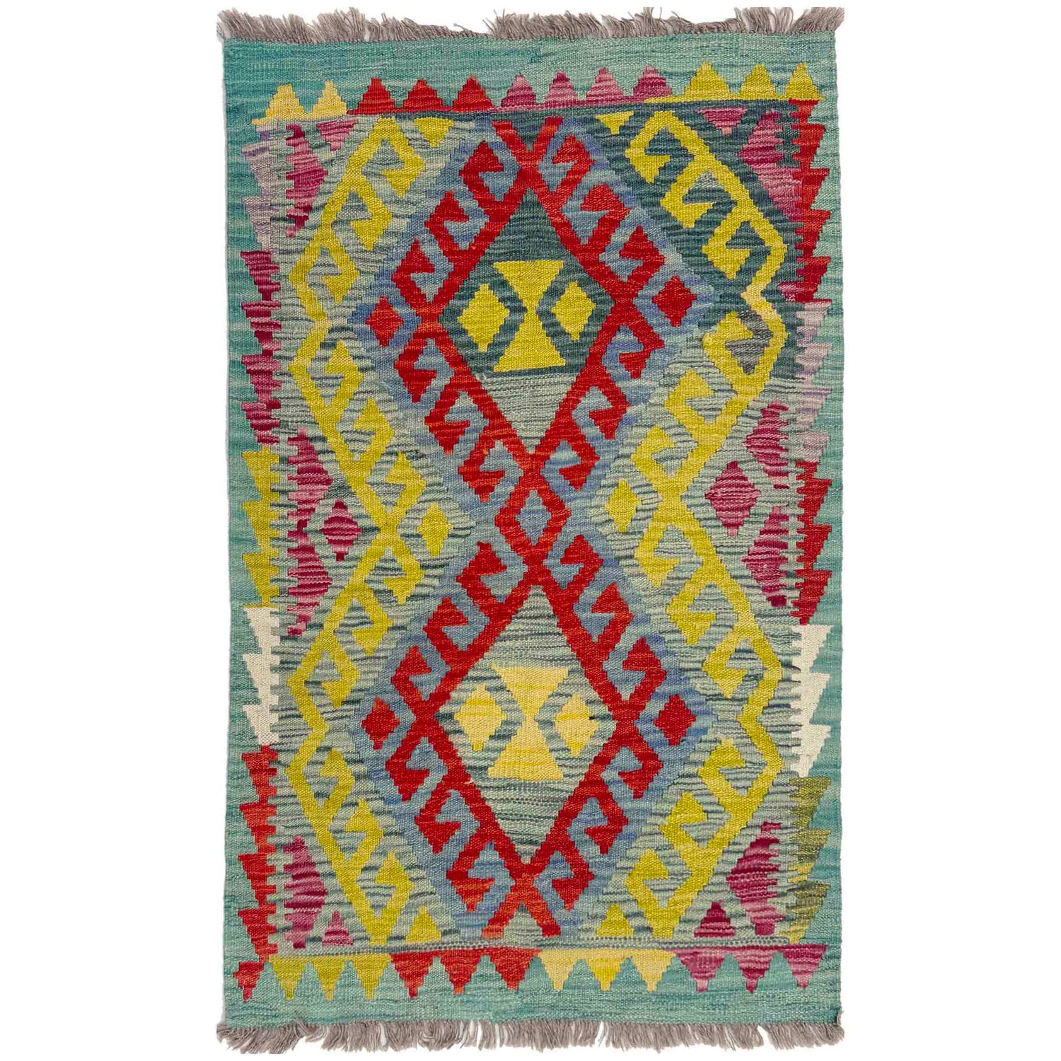 Handmade Vegetable Kelim 2' 9" x 3' 11" ft / 83 x 120 cm - No. Y39395