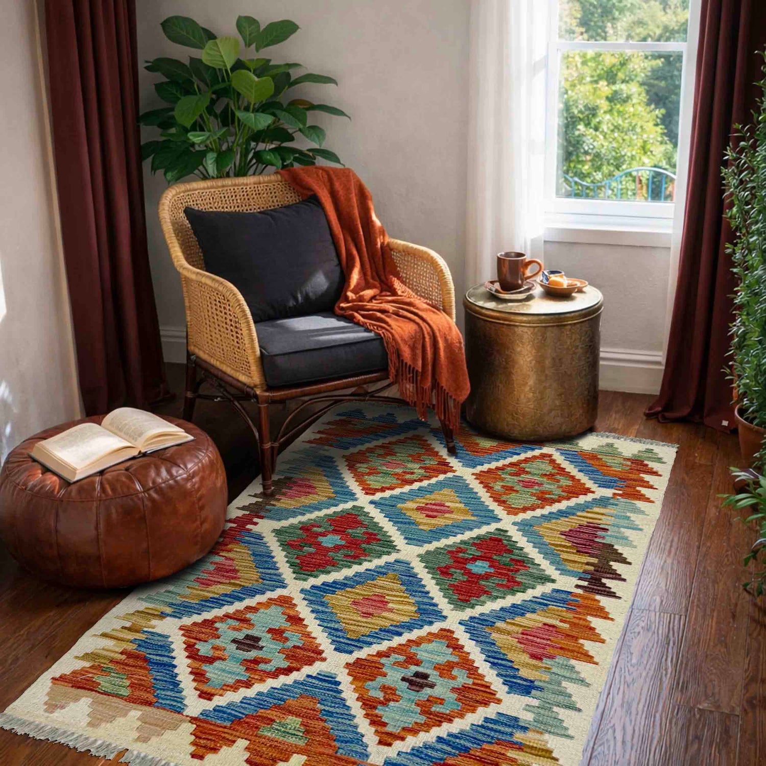 Handmade Vegetable Kilim 2' 7" x 4' 1" ft / 78 x 125 cm - No. Y39398