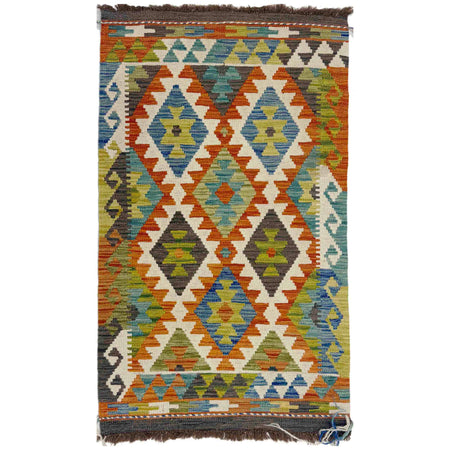 Handmade Turkish Design Wool Kilim 2' 5" x 4' 1" ft / 74 x 125 cm - No. Y39400