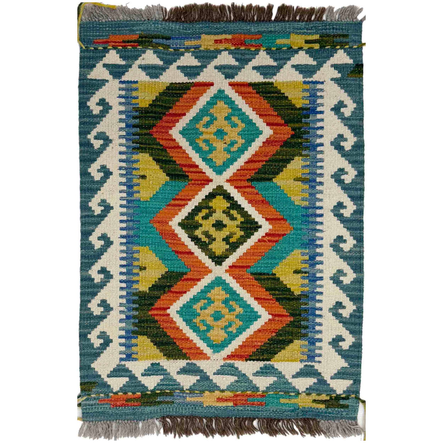 Handmade Turkish Design Wool Kilim 1' 11" x 2' 8" ft / 59 x 82 cm - No. Y39417