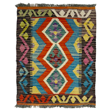 Hand Knotted Flatweave Kilim 2' 0" x 2' 9" ft / 62 x 84 cm - No. Y39422
