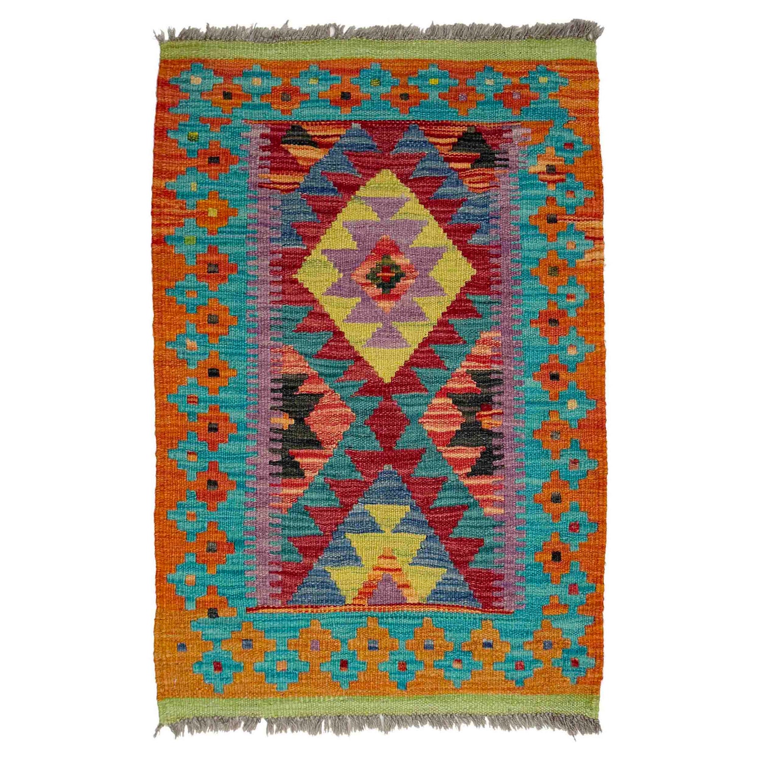 Hand Made Afghan Kilim 1' 11" x 2' 11" ft / 59 x 88 cm - No. Y39424