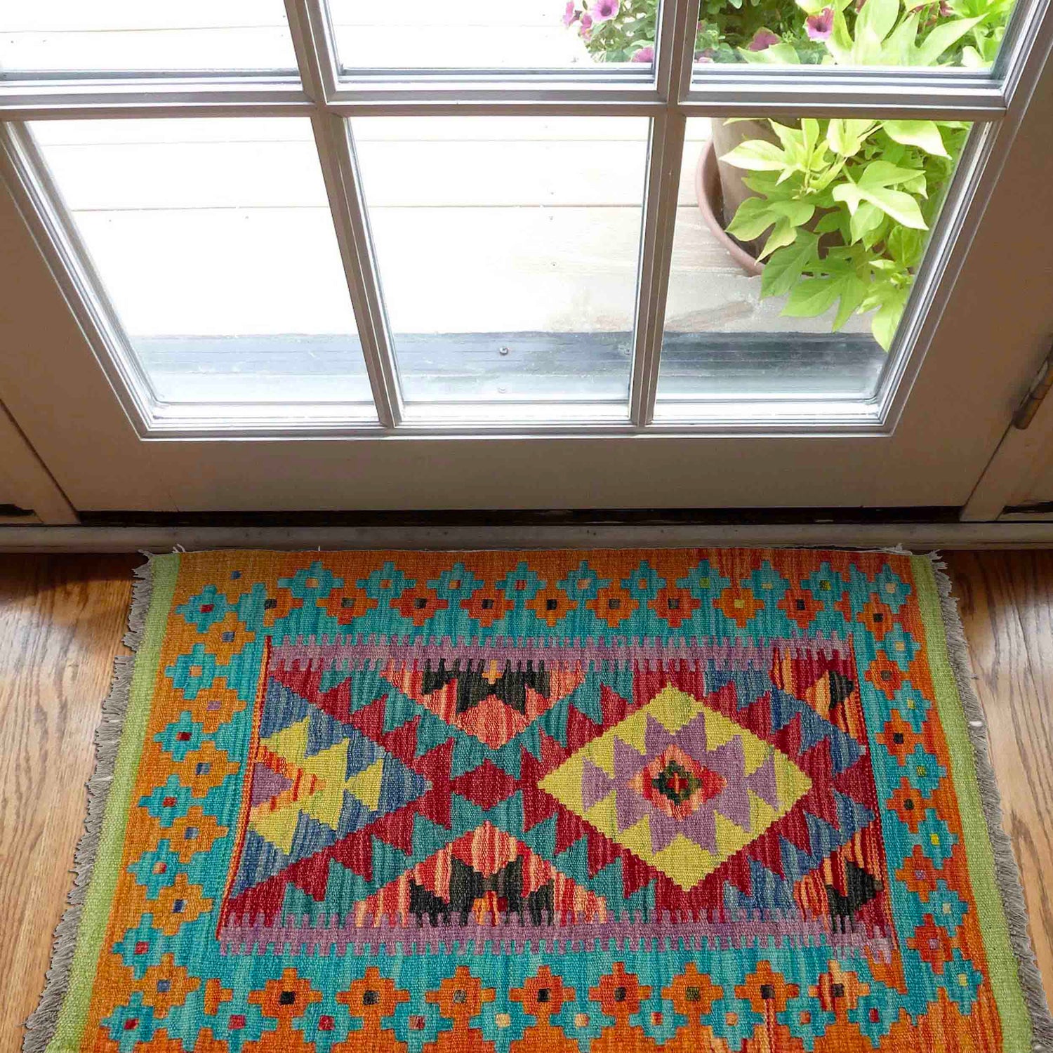 Hand Made Afghan Kilim 1' 11" x 2' 11" ft / 59 x 88 cm - No. Y39424