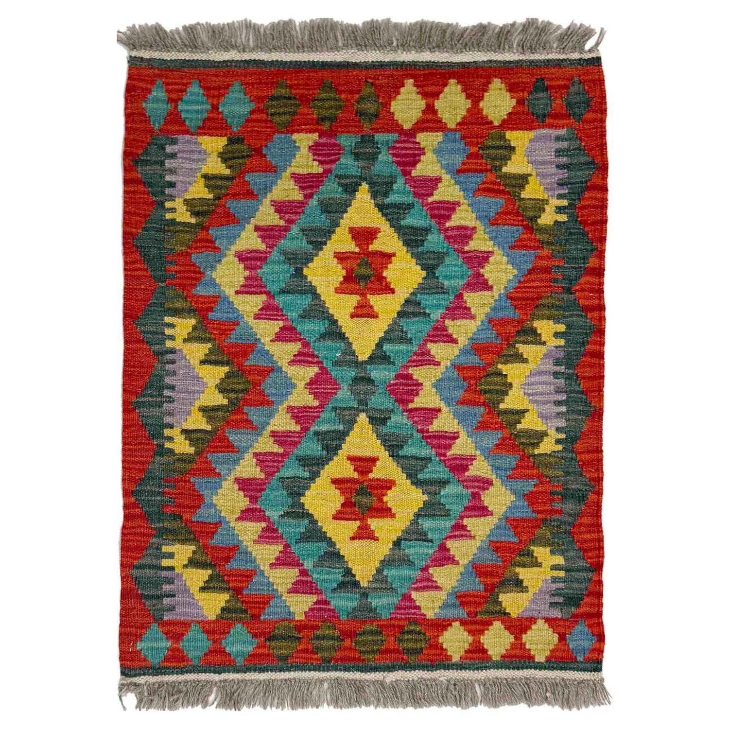 Handmade Vegetable Kilim 1' 11" x 2' 7" ft / 59 x 78 cm - No. Y39427