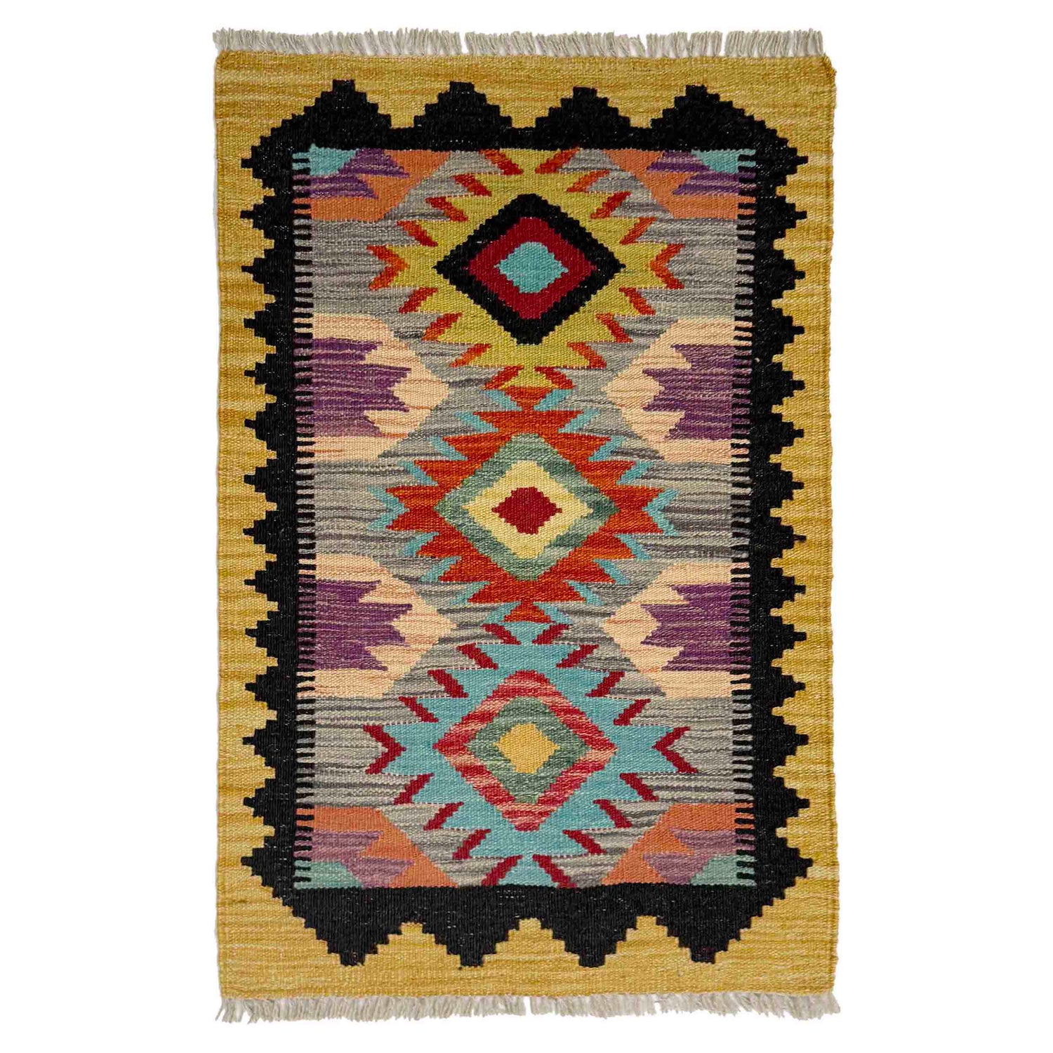Handmade Vegetable Kelim 2' 0" x 3' 3" ft / 60 x 98 cm - No. Y39428