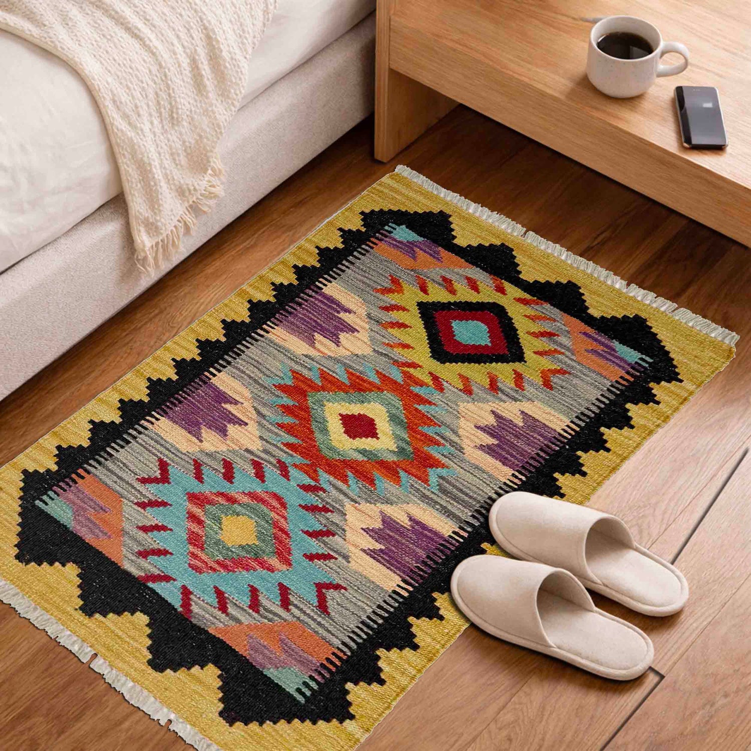 Handmade Vegetable Kelim 2' 0" x 3' 3" ft / 60 x 98 cm - No. Y39428