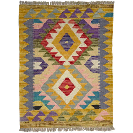 Hand Knotted Afghan Style Kilim 2' 2" x 2' 11" ft / 65 x 88 cm - No. Y39429