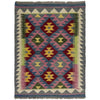 Multi Color ful Flat-Weave Wool Kilim 2' 1" x 2' 10" ft / 63 x 87 cm - No. Y39430