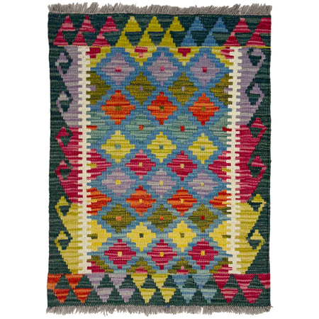 Hand Woven Wool Kelim 2' 0" x 2' 7" ft / 60 x 80 cm - No. Y39431