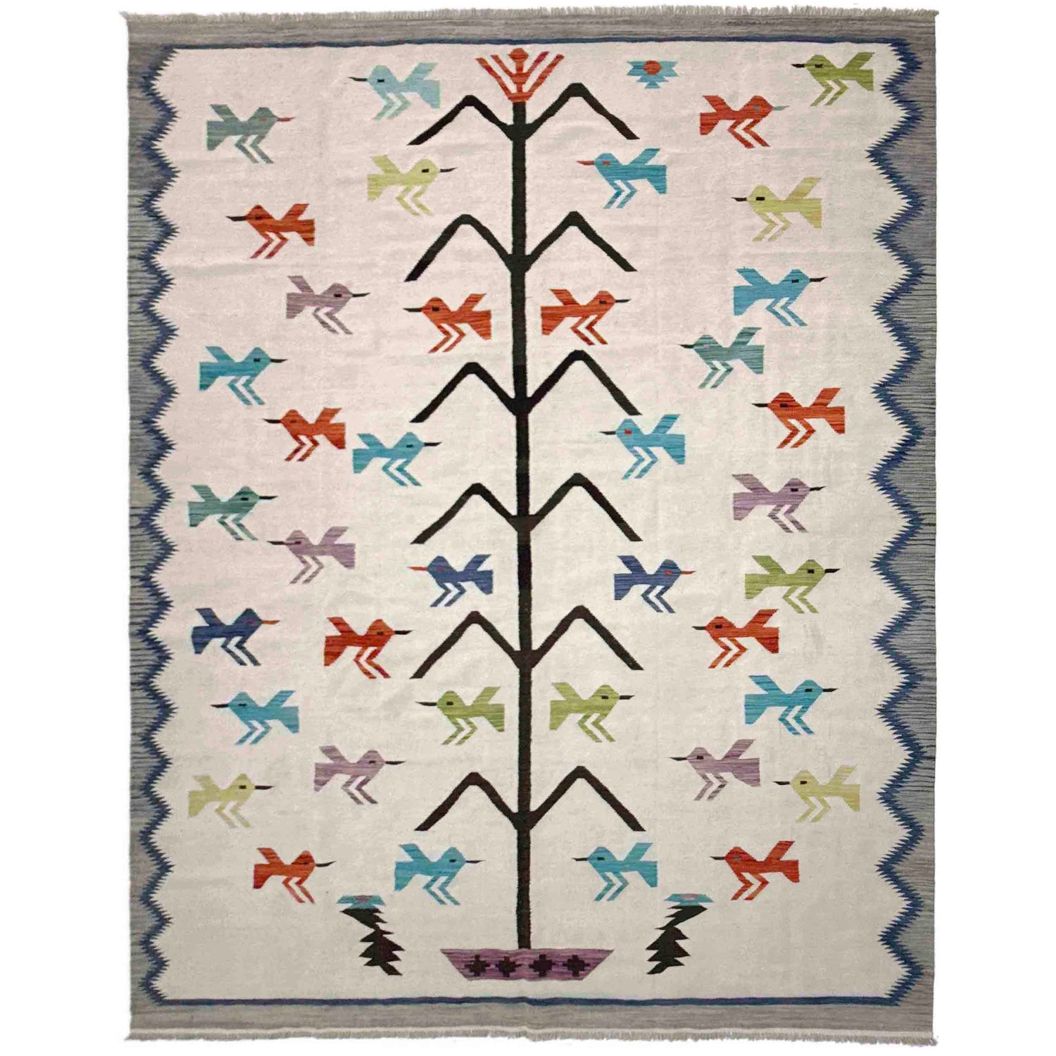 Hand Knotted Embroidery Kelim 8' 9" x 12' 0" ft / 266 x 365 cm - No. Y39433