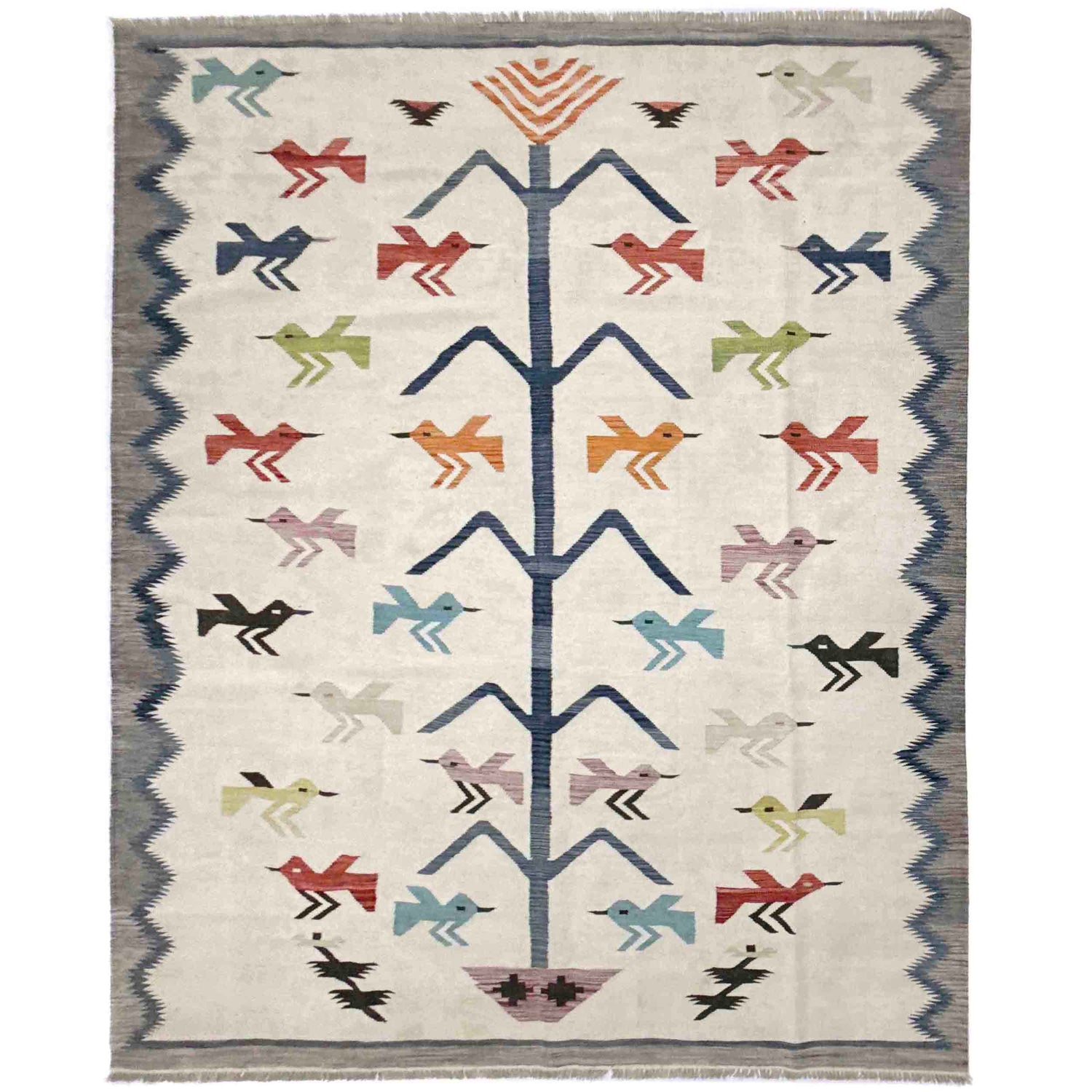 Pakistani Embroidery Kilim 8' 8" x 11' 10" ft / 264 x 360 cm - No. Y39435