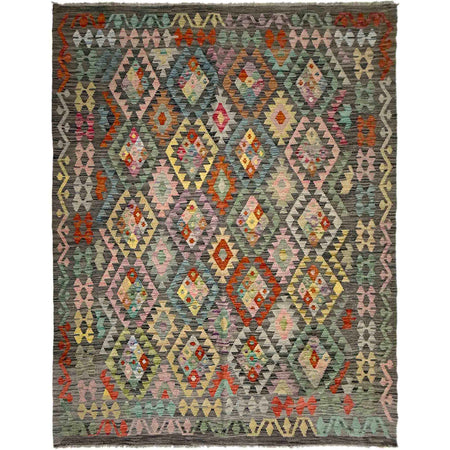 Hand Knotted Afghan Style Kilim 6' 0" x 7' 8" ft / 183 x 233 cm - No. Y39437