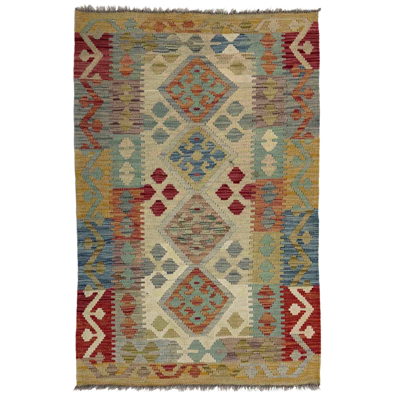 Hand Knotted Afghan Style Kilim 2' 6" x 4' 0" ft / 77 x 123 cm - No. Y39438