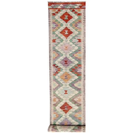 Hand Woven Wool Kelim Runner 2' 7" x 15' 11" ft / 80 x 486 cm - No. Y39440