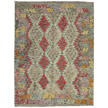 Hand Woven Wool Kelim 5' 1" x 6' 6" ft / 155 x 198 cm - No. Y39444