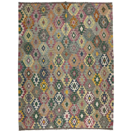 Handmade Turkish Design Wool Kilim 5' 10" x 8' 3" ft / 177 x 252 cm - No. Y39448