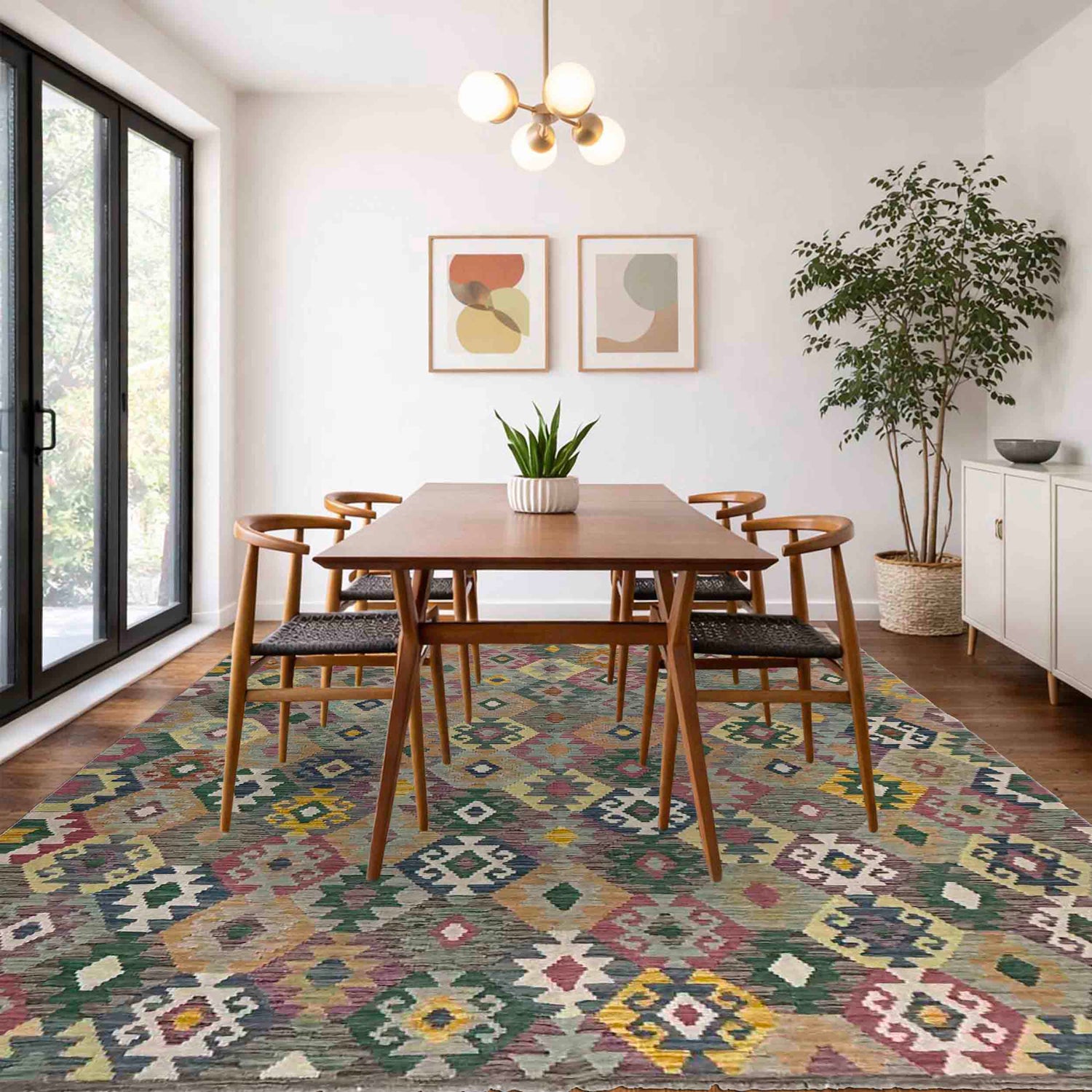 Handmade Turkish Design Wool Kilim 5' 10" x 8' 3" ft / 177 x 252 cm - No. Y39448