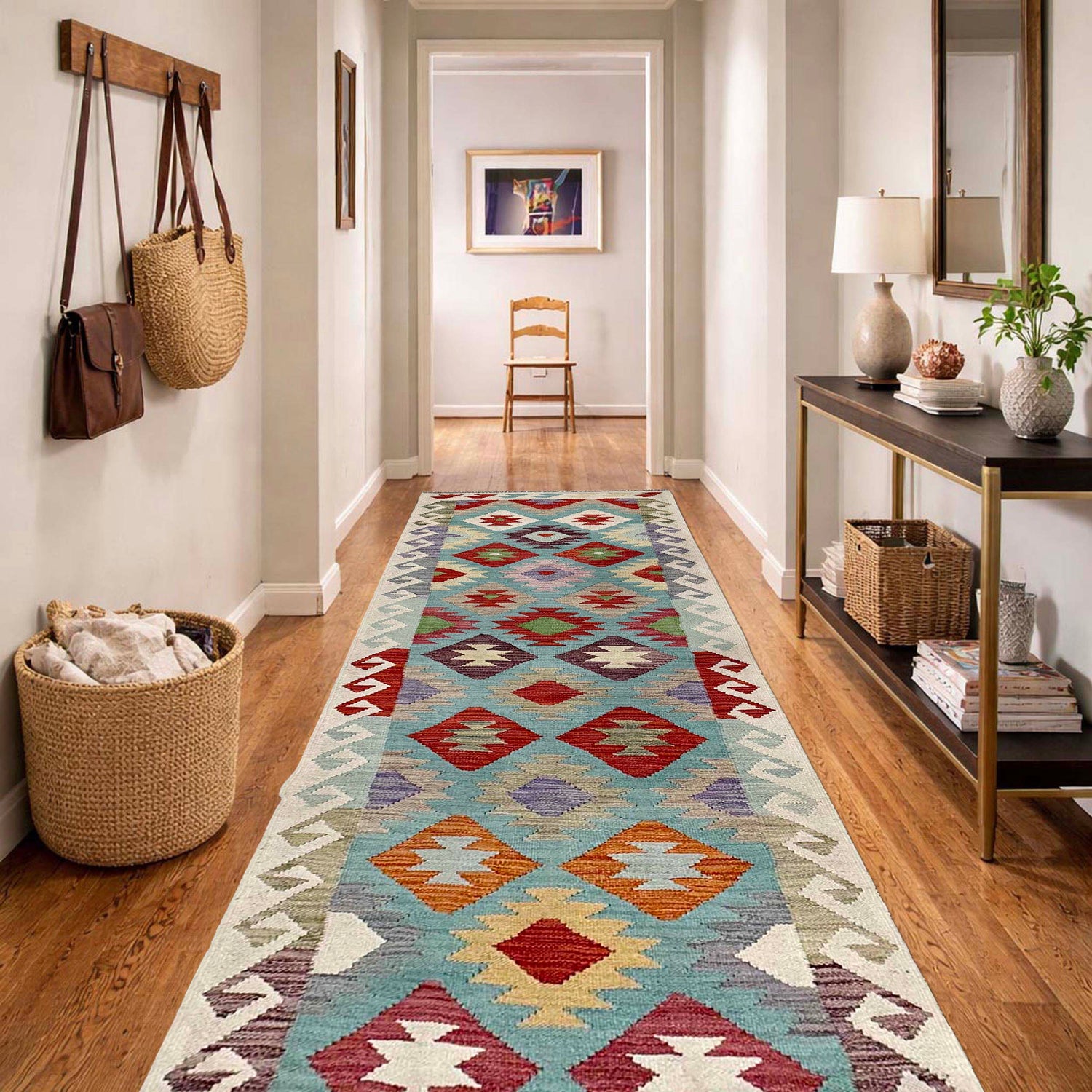 Handmade Vegetable Kelim Runner 2' 7" x 13' 0" ft / 79 x 397 cm - No. Y39449