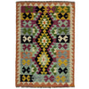 Multi Color ful Flat-Weave Wool Kilim 3' 2" x 4' 10" ft / 96 x 148 cm - No. Y39450