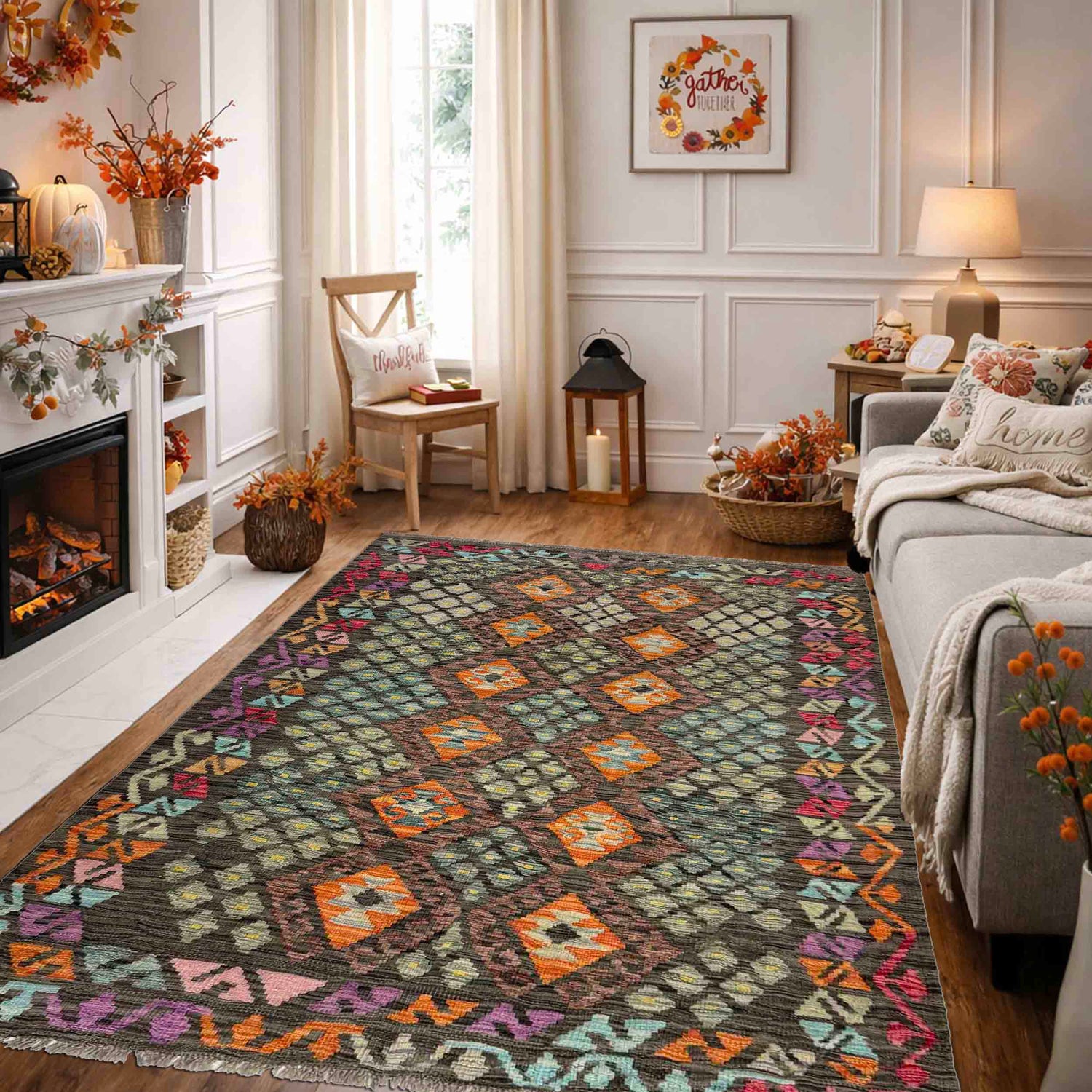 Hand Woven Wool Kelim 4' 3" x 5' 10" ft / 130 x 179 cm - No. Y39451